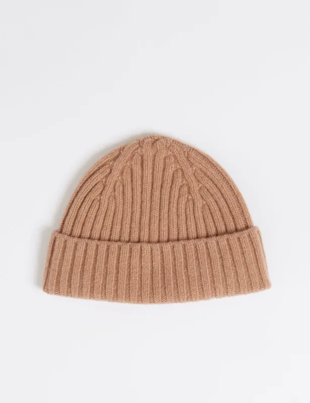 Bhode 2x2 Rib Beanie Hat (Lambswool) - Camel sold by Article London