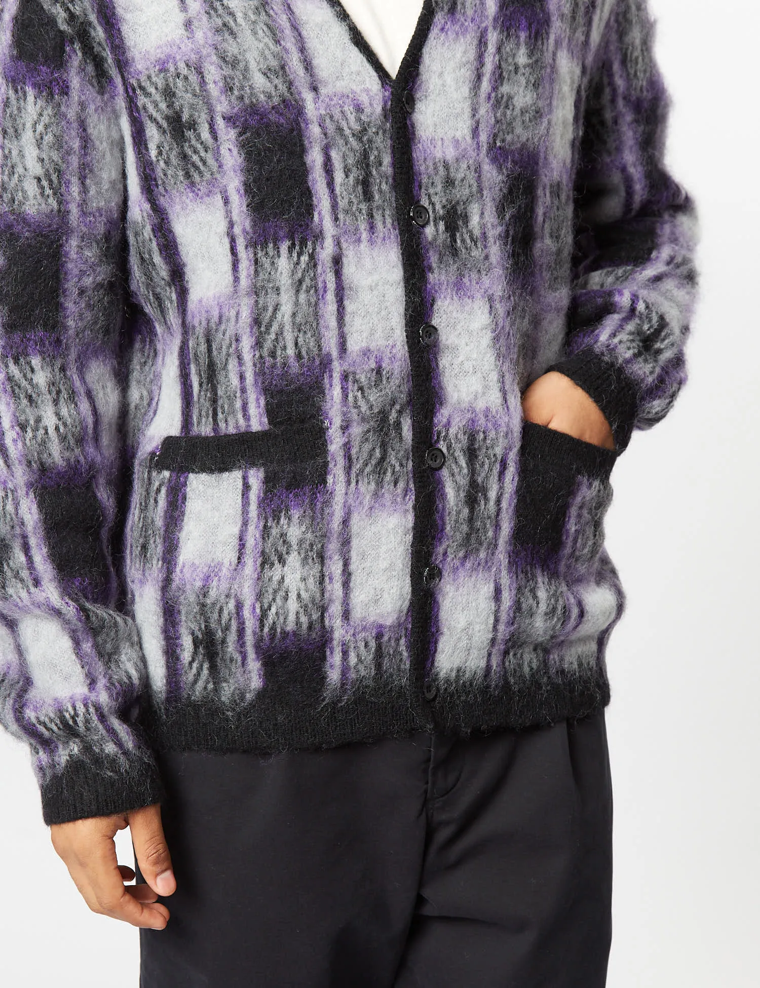 Beams Plus Jacquard Cardigan (Check) - Black sold by Article London product image thumbnail 2