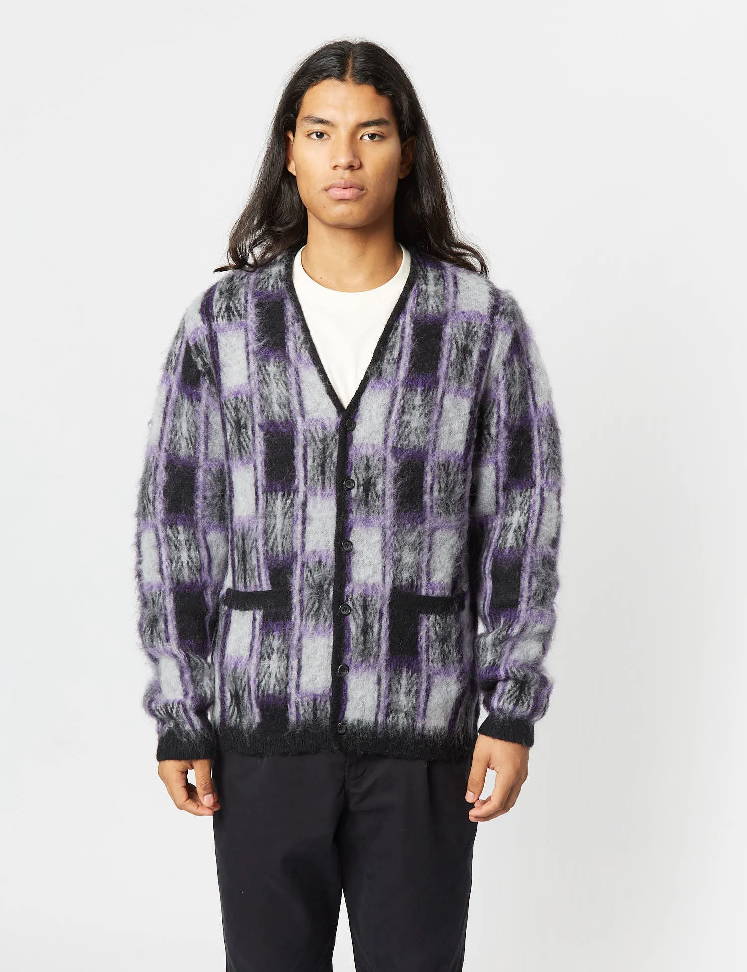 Beams Plus Jacquard Cardigan (Check) - Black sold by Article London