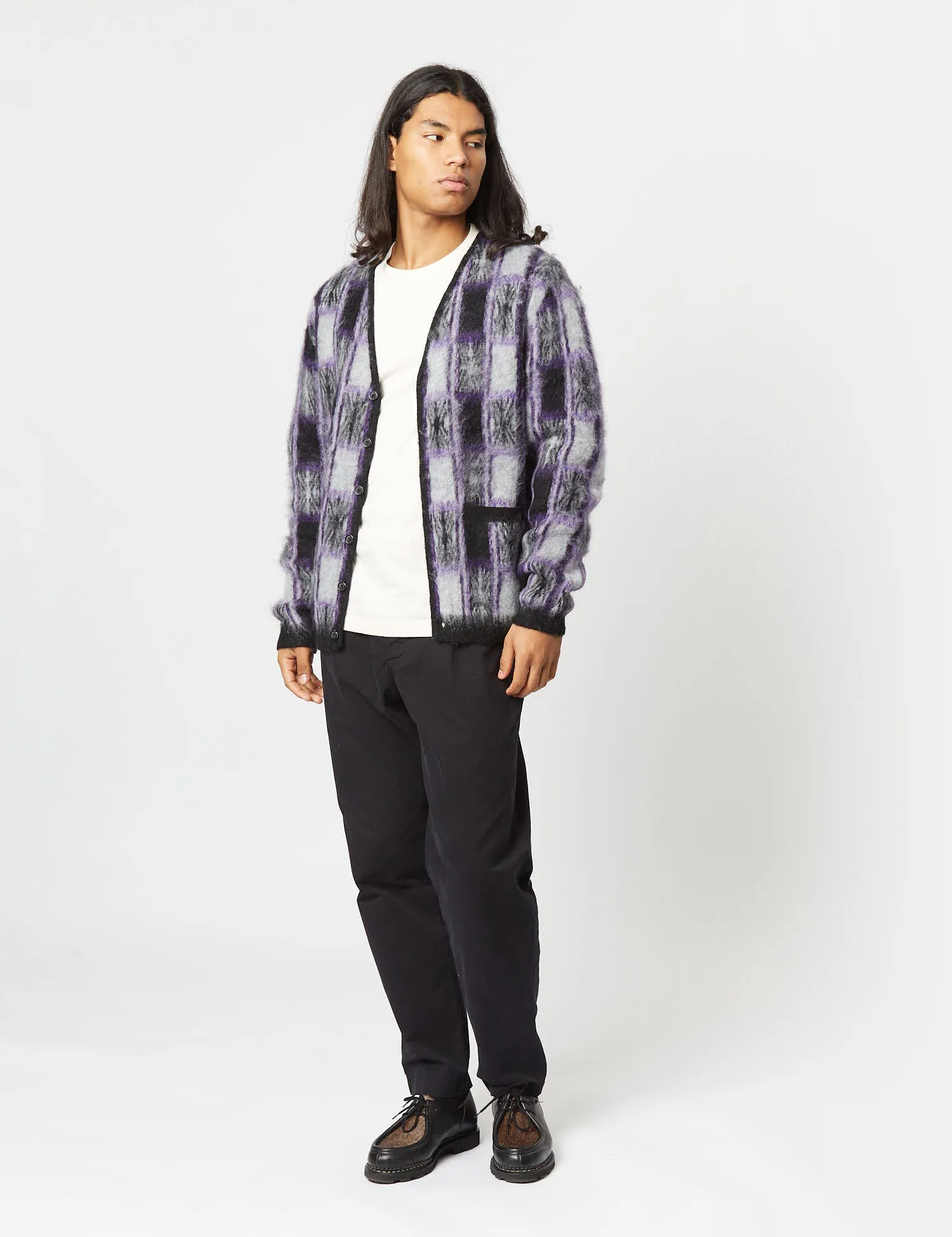 Beams Plus Jacquard Cardigan (Check) - Black sold by Article London product image thumbnail 3