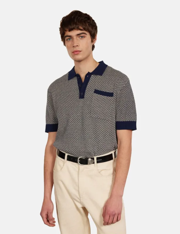 Percival Casa Martini Polo (Cotton) -  Navy Blue sold by Article London