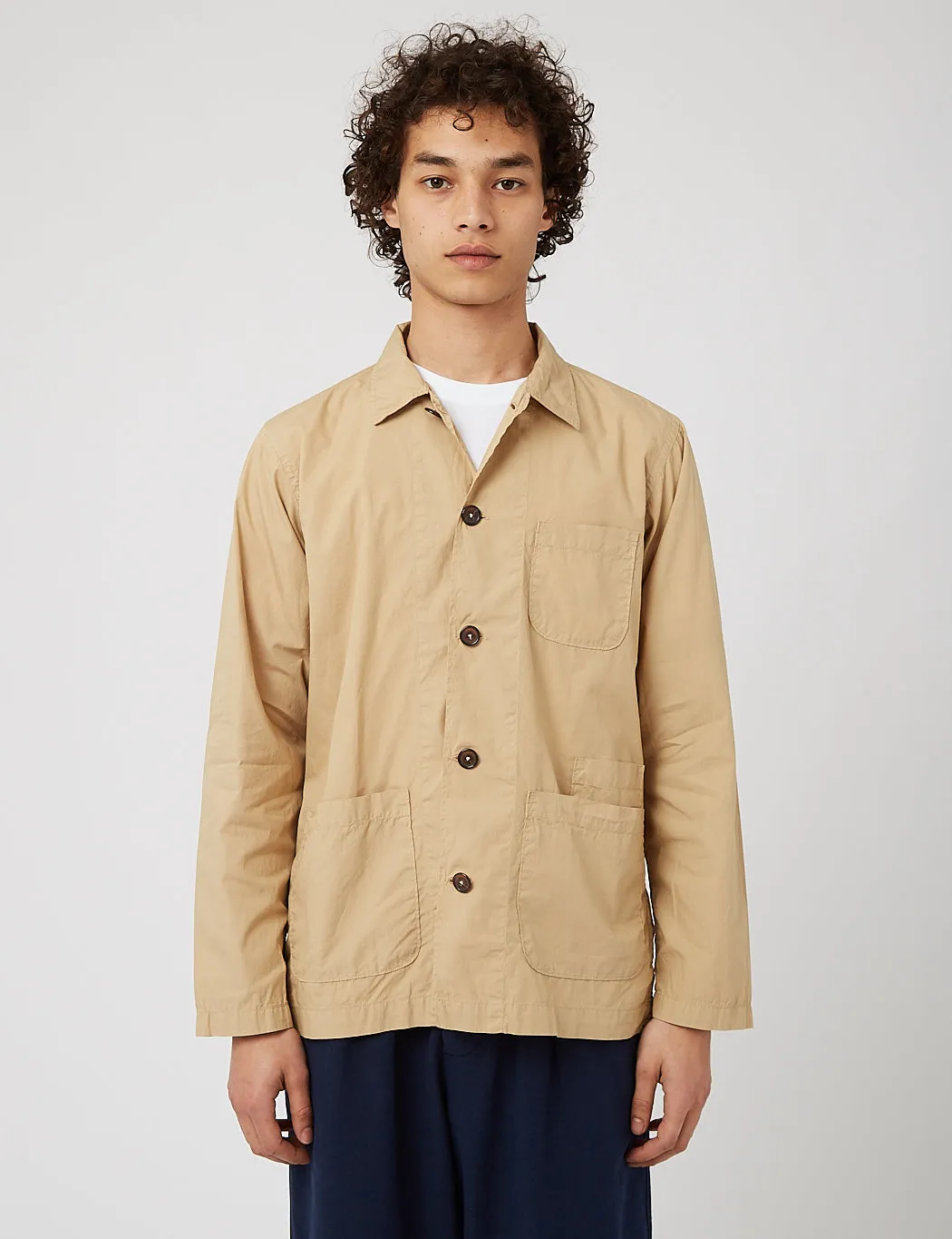 Universal Works Bakers Overshirt - Sand sold by Article London
