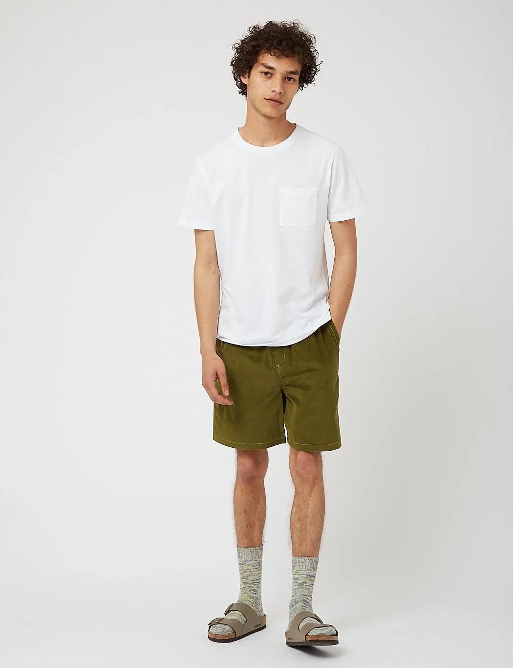 Bhode x Brisbane Moss Cord Shorts (Needle Cord) - Grass Green sold by Article London product image thumbnail 4