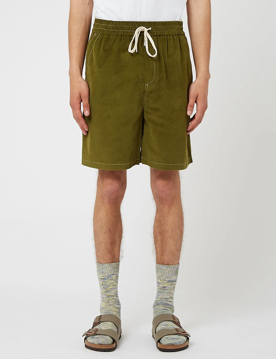Bhode x Brisbane Moss Cord Shorts (Needle Cord) - Grass Green sold by Article London product image thumbnail 3
