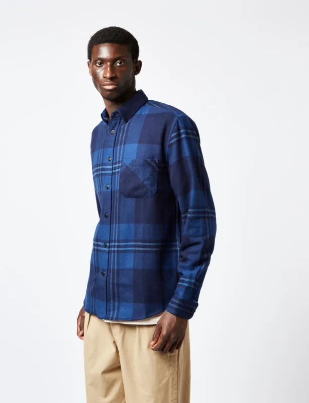 Portuguese Flannel Arquive 82 Shirt - Navy Blue/Blue sold by Article London