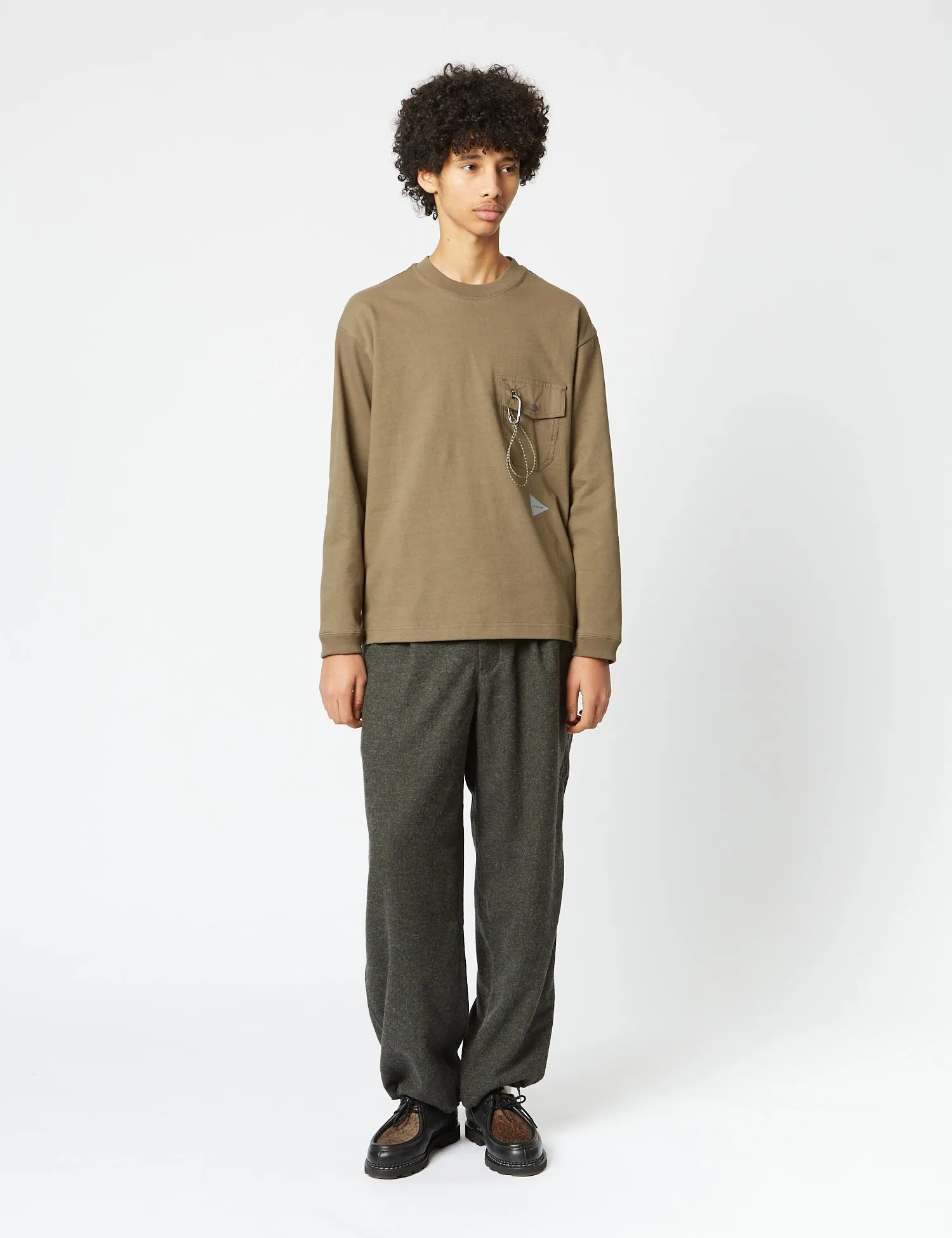 And Wander Pocket Long Sleeve T-Shirt - Dark Beige sold by Article London product image thumbnail 3