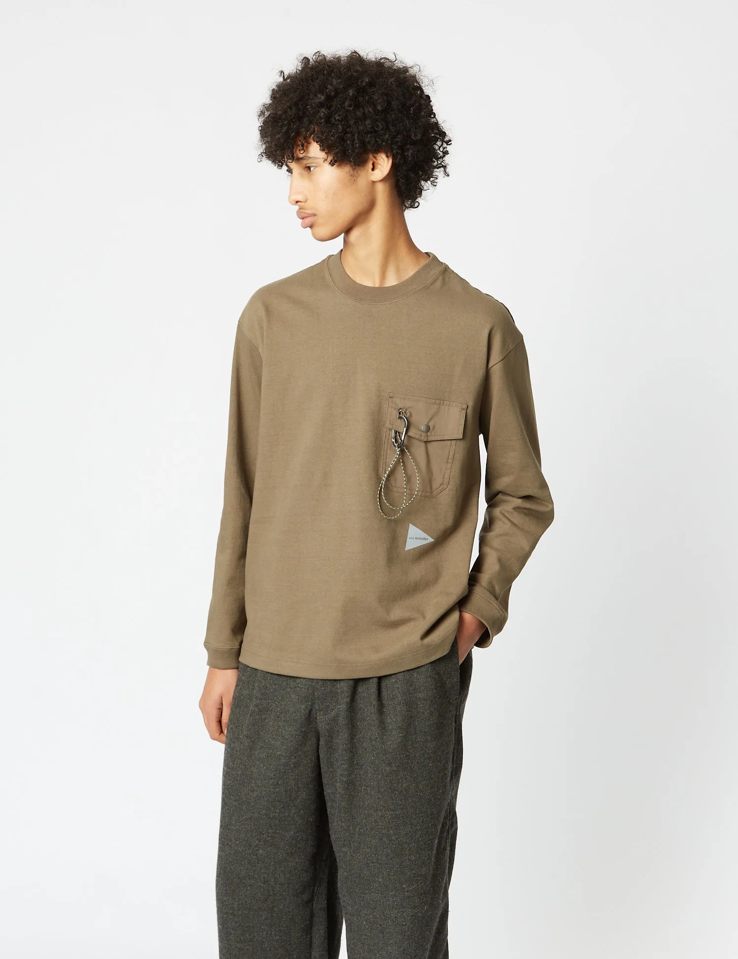 And Wander Pocket Long Sleeve T-Shirt - Dark Beige sold by Article London product image thumbnail 4