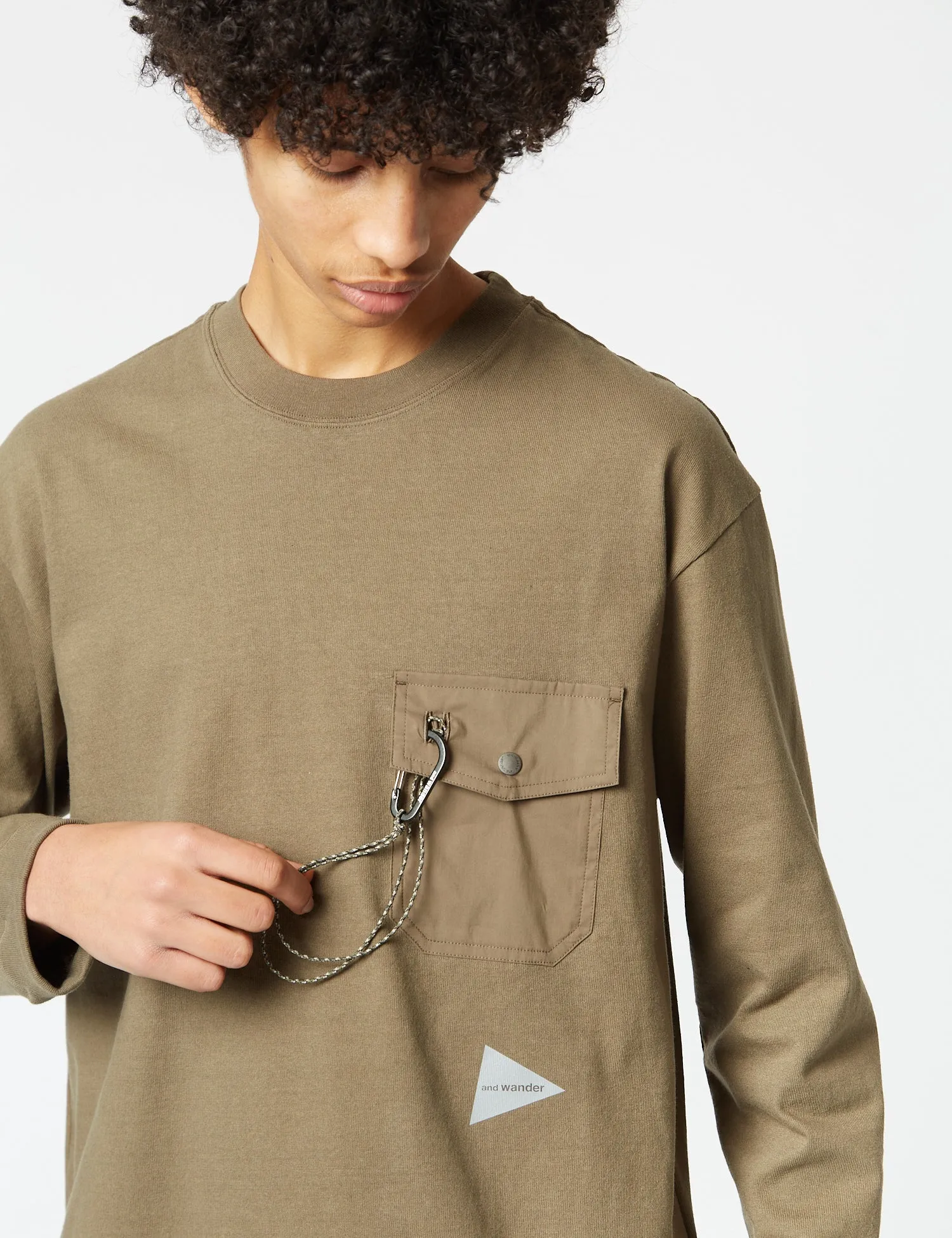 And Wander Pocket Long Sleeve T-Shirt - Dark Beige sold by Article London product image thumbnail 2