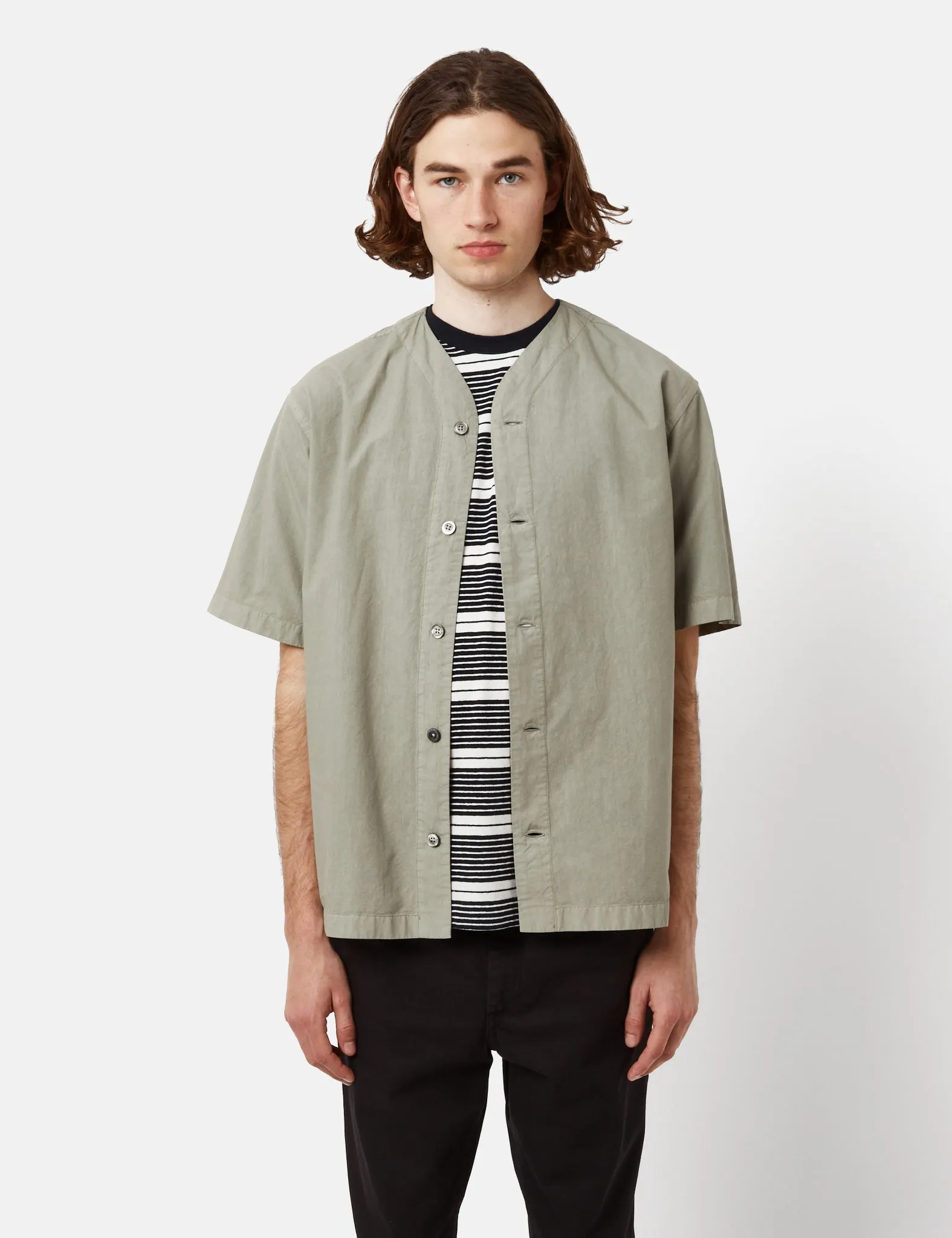 Norse Projects Erwin Typewriter Short Sleeve Shirt - Sunwashed Green sold by Article London