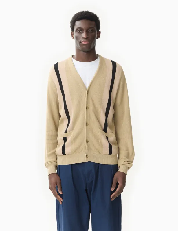Beams Plus Stripe Cardigan - Beige sold by Article London