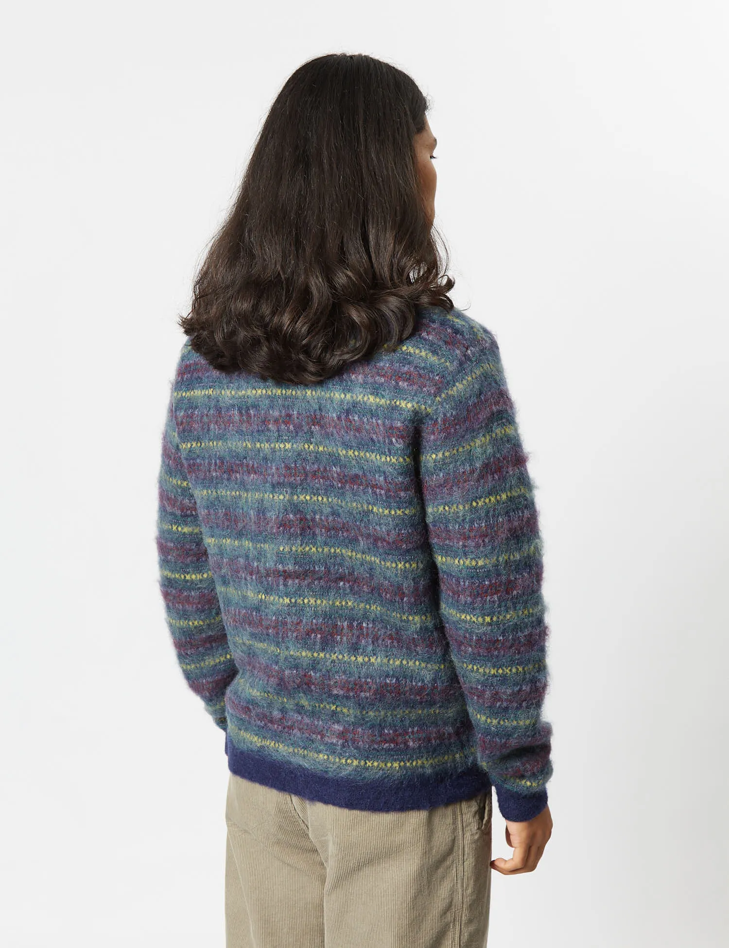 Beams Plus Double Jacquard Cardigan - Navy Blue sold by Article London product image thumbnail 4