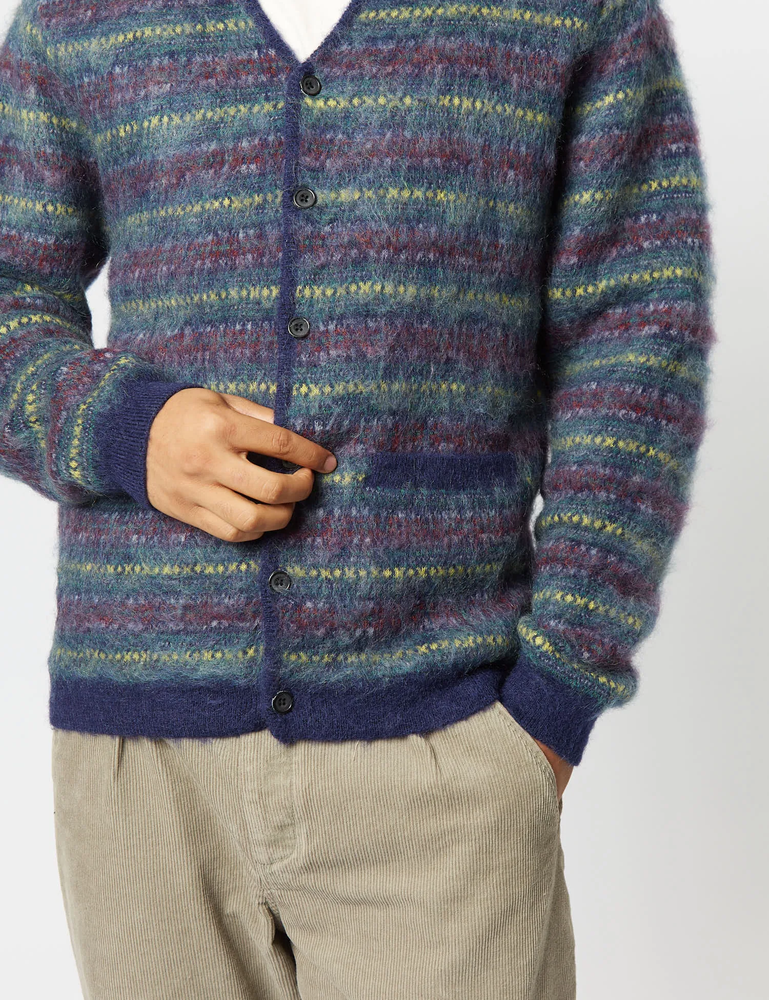 Beams Plus Double Jacquard Cardigan - Navy Blue sold by Article London product image thumbnail 2