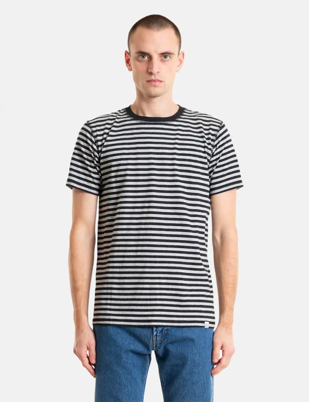 Norse Projects Niels Classic Stripe T-Shirt - Light Grey Melange/Charcoal sold by Article London