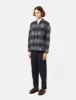 Universal Works Checked Cardigan (Wool Fleece) - Navy Blue sold by Article London