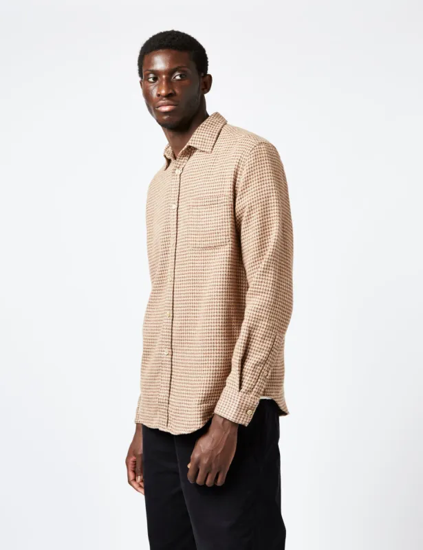 Portuguese Flannel Abstract Pied Poule Shirt - Brown sold by Article London