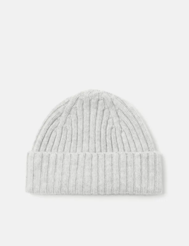 Bhode 2x2 Rib Beanie Hat (Merino Wool) - Pearl Grey sold by Article London