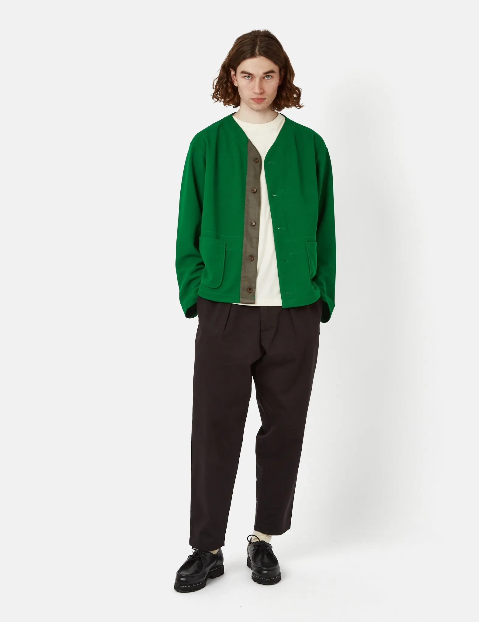 Engineered Garments Knit Cardigan (Diamond Poly Knit) - Kelly Green sold by Article London product image thumbnail 3