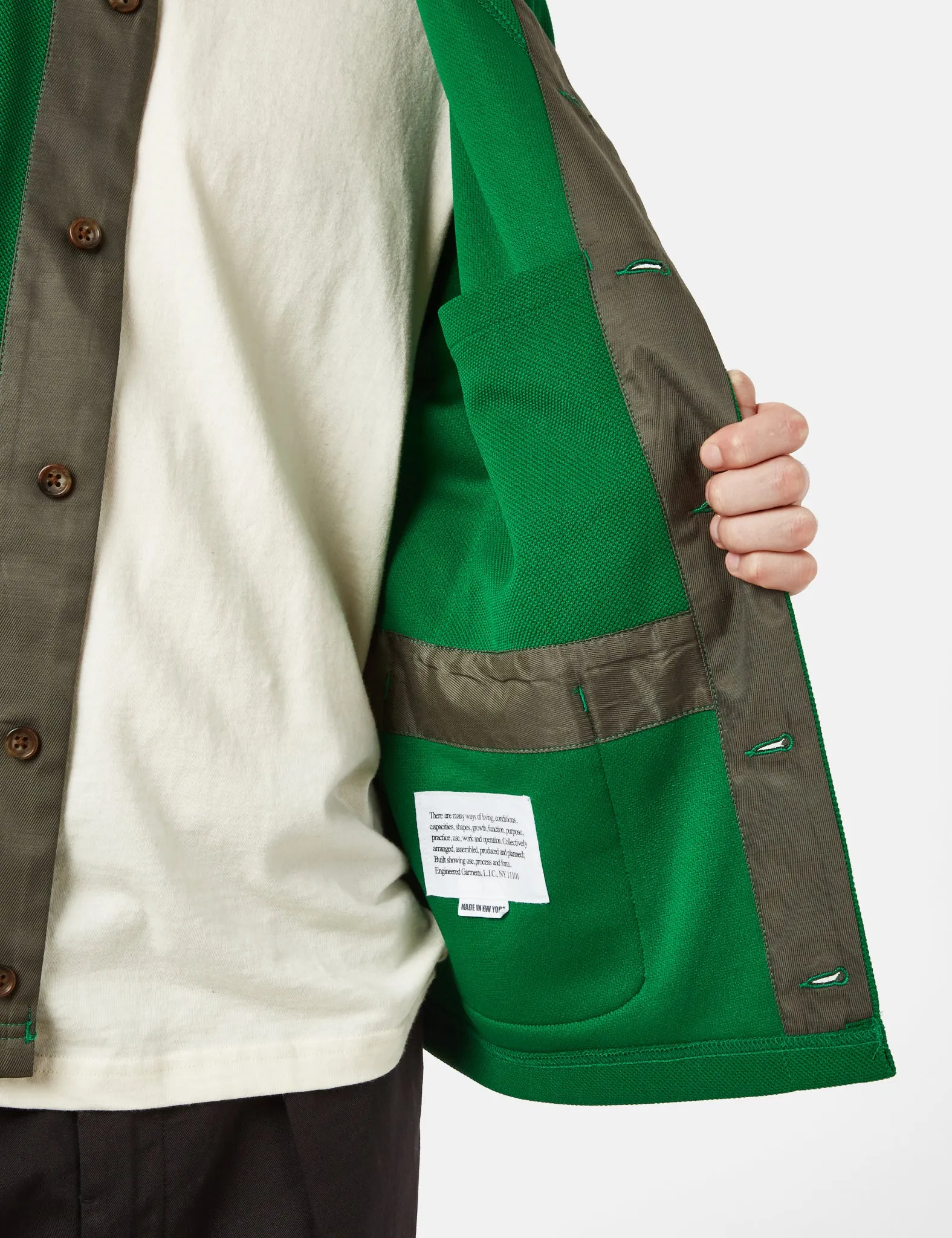 Engineered Garments Knit Cardigan (Diamond Poly Knit) - Kelly Green sold by Article London product image thumbnail 2