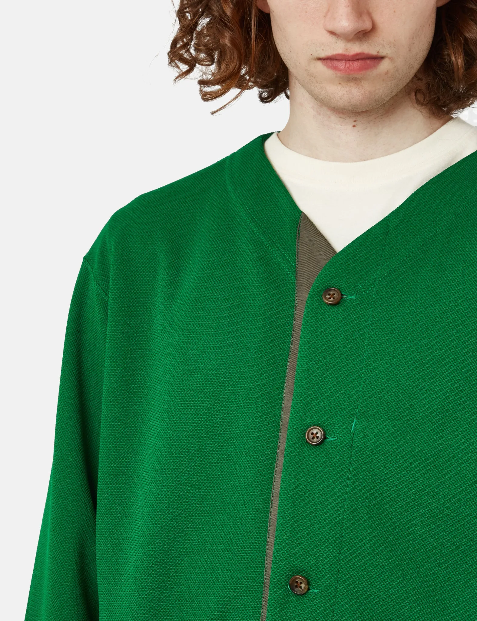 Engineered Garments Knit Cardigan (Diamond Poly Knit) - Kelly Green sold by Article London product image thumbnail 4