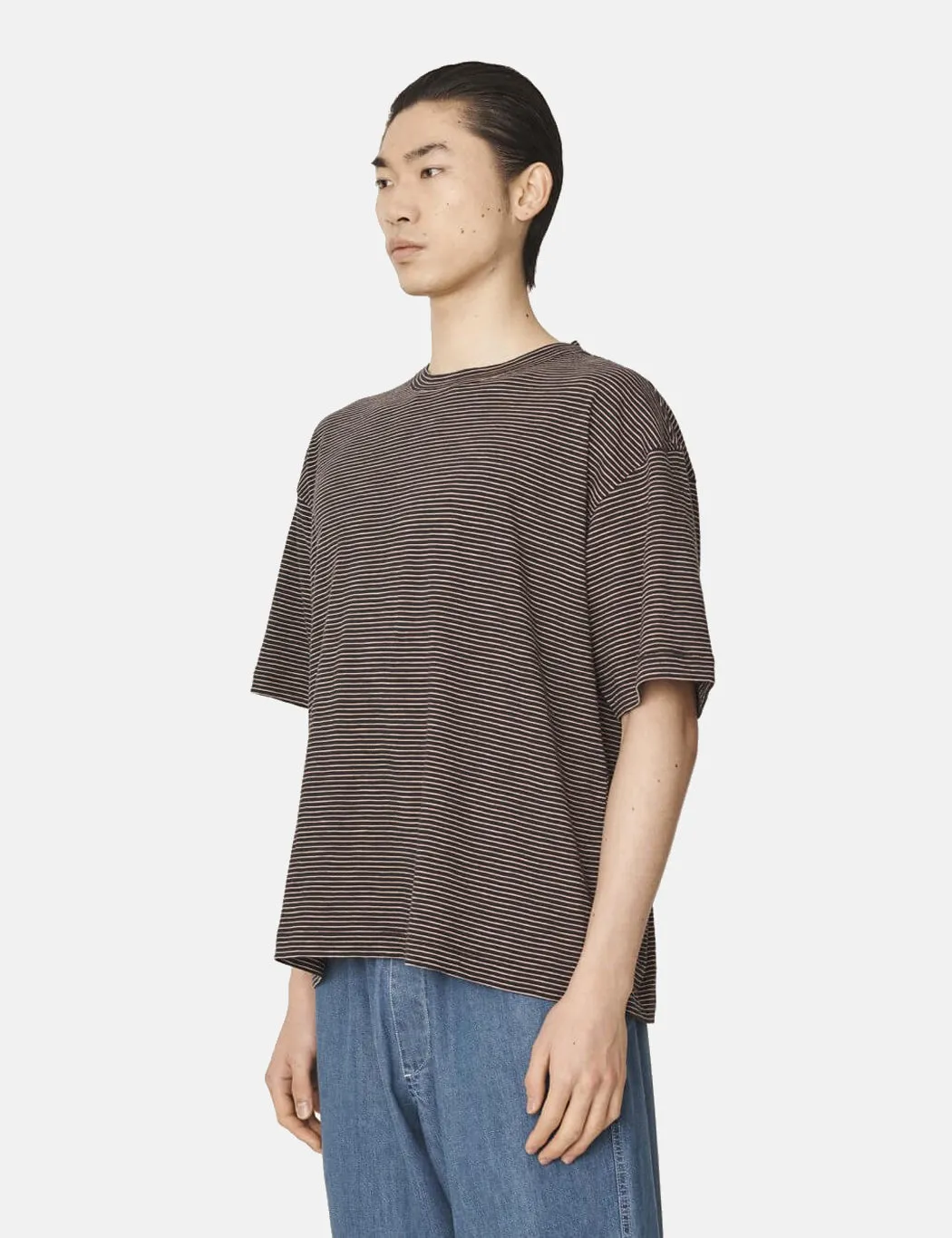 YMC Triple T-Shirt (Mini Stripe) - Black/Pink sold by Article London product image thumbnail 4
