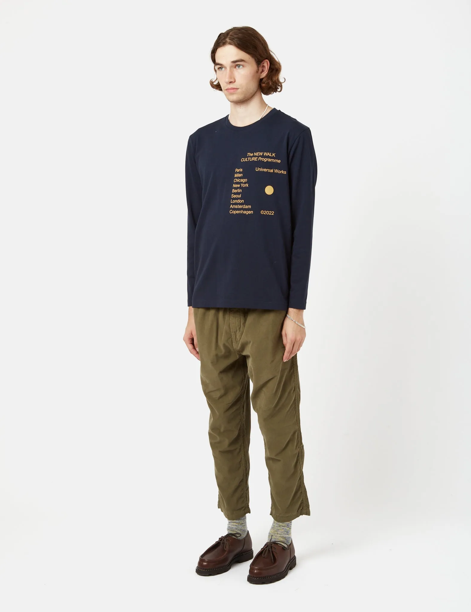 Universal Works Long Sleeve T-Shirt - Dark Navy Blue sold by Article London product image thumbnail 4