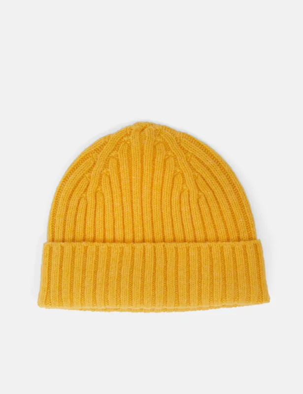 Bhode 2x2 Rib Beanie Hat (Lambswool) - Pamplemouse Yellow sold by Article London