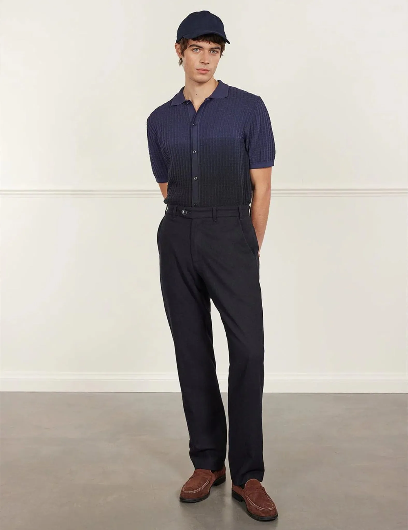 Percival Dip Dab Knitted Shirt (Organic Cotton) - Blue sold by Article London product image thumbnail 5