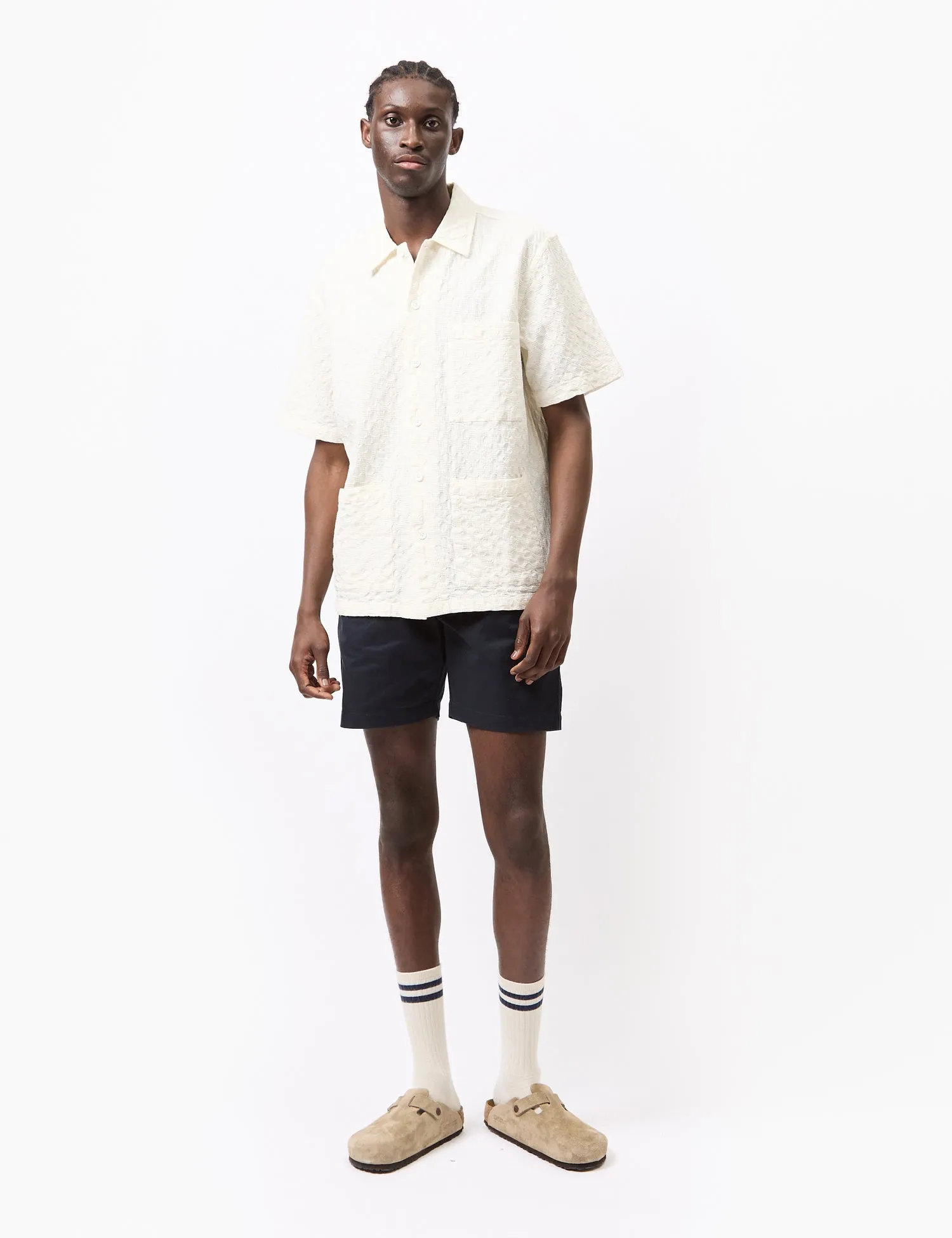 Universal Works Island Shirt (Dot Waffle) - Ecru sold by Article London product image thumbnail 3