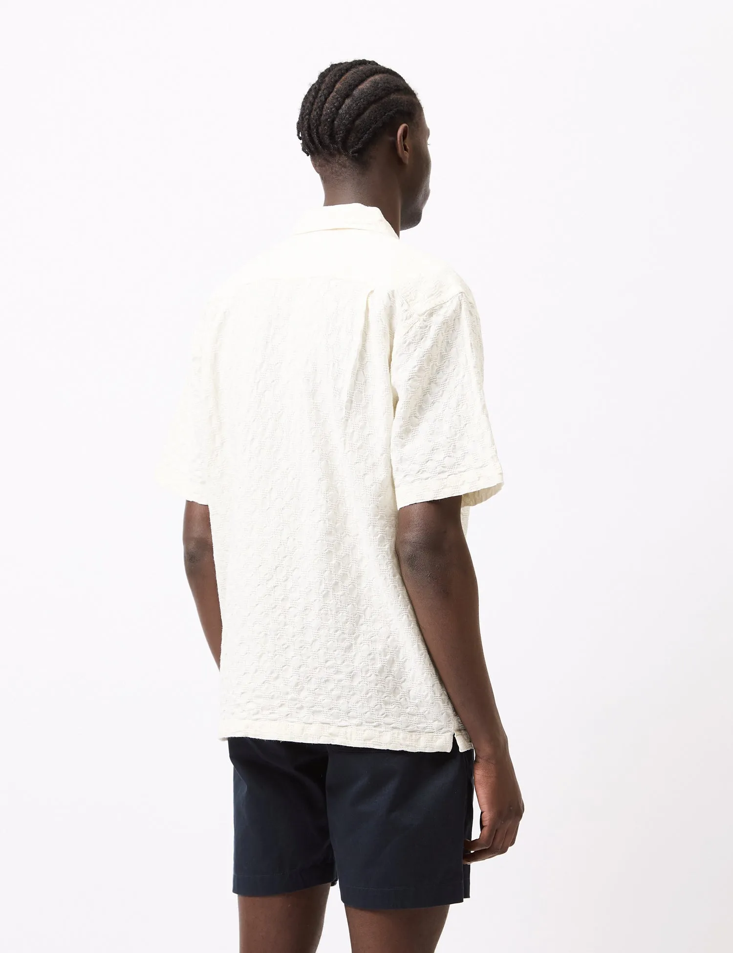Universal Works Island Shirt (Dot Waffle) - Ecru sold by Article London product image thumbnail 4
