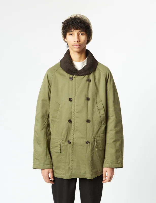 Universal Works Reversible Mackinaw Jacket - Light Olive Green sold by Article London