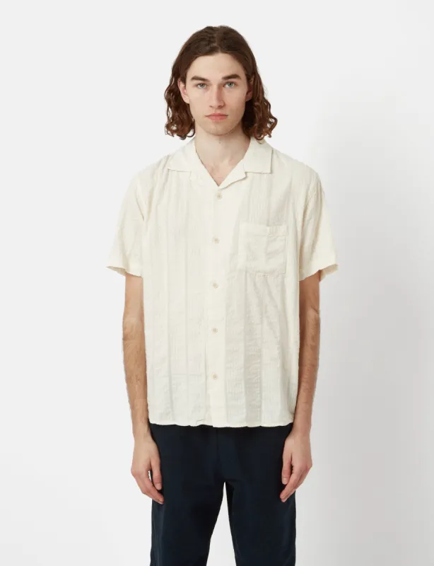 Corridor Striped Seersucker Short Sleeve Shirt - White sold by Article London