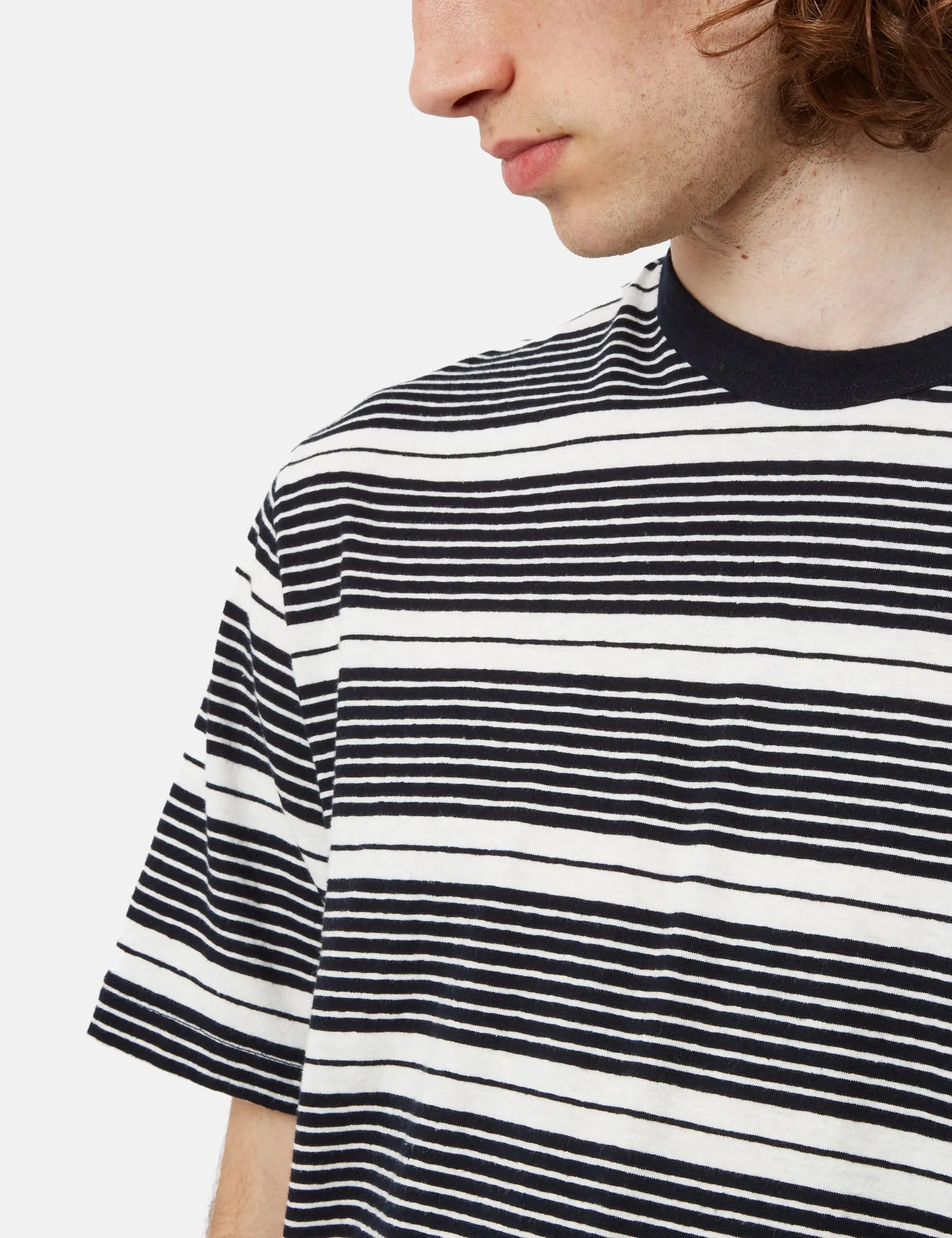 Norse Projects Johannes Sunbleached Stripe T-Shirt - Dark Navy sold by Article London product image thumbnail 2