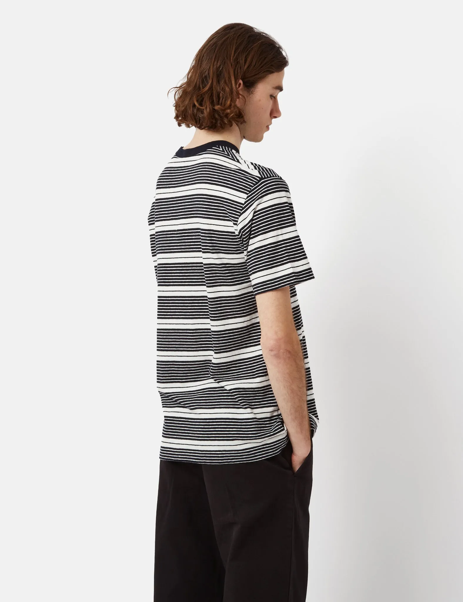 Norse Projects Johannes Sunbleached Stripe T-Shirt - Dark Navy sold by Article London product image thumbnail 3