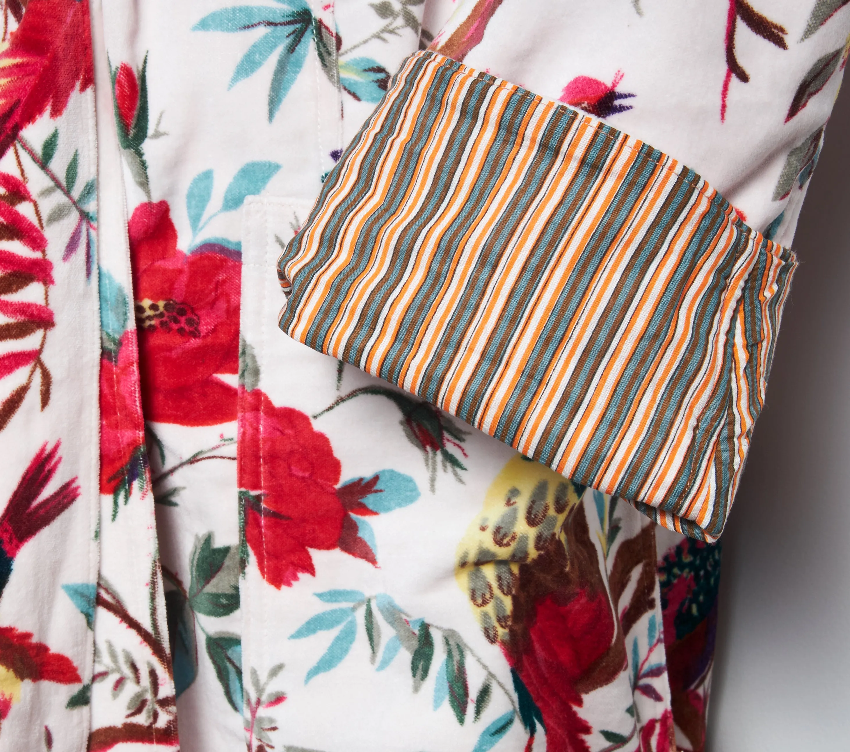 Velvet Robe - White Bird/Floral sold by Babs Boutique product image thumbnail 3