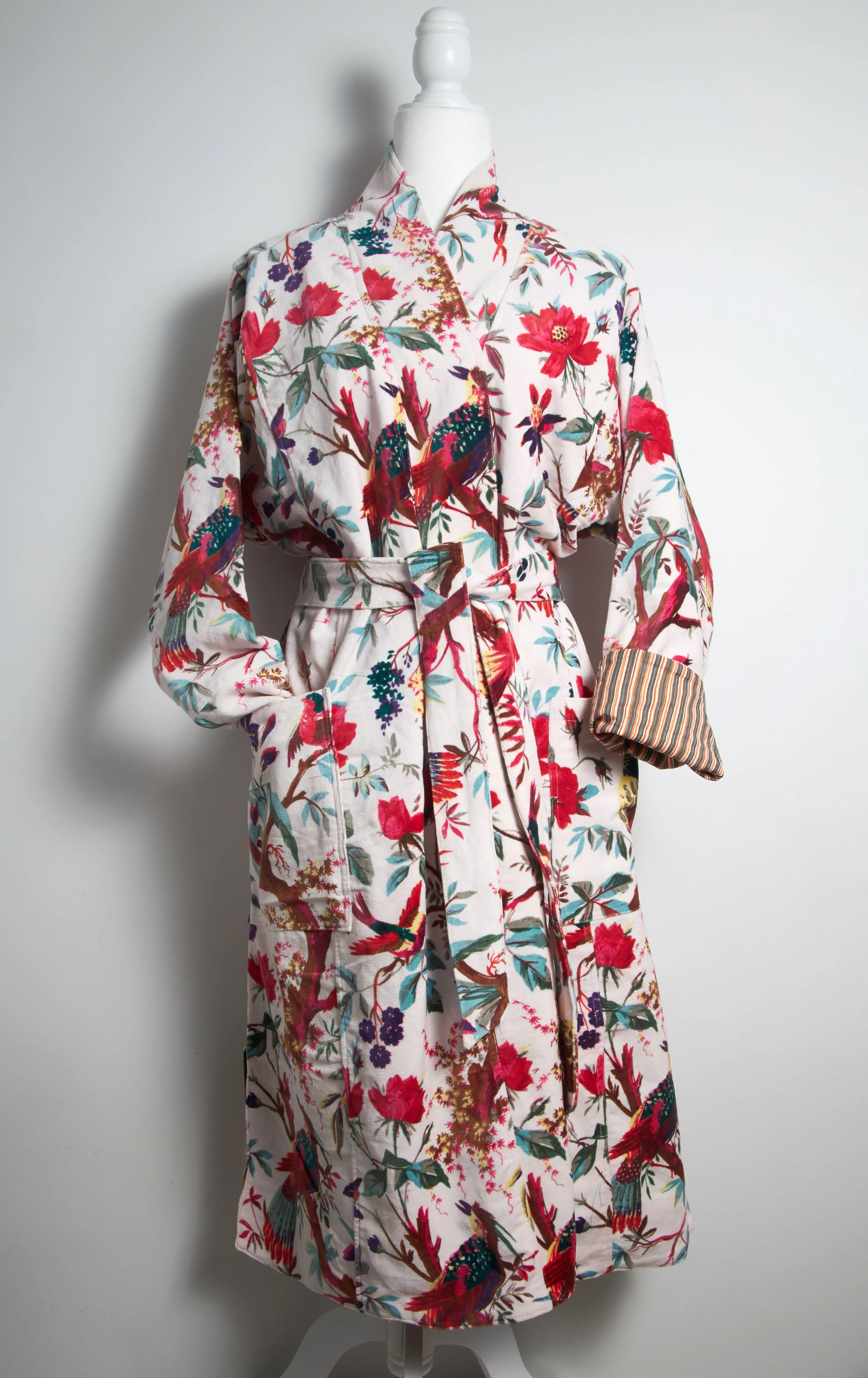 Velvet Robe - White Bird/Floral sold by Babs Boutique product image thumbnail 2