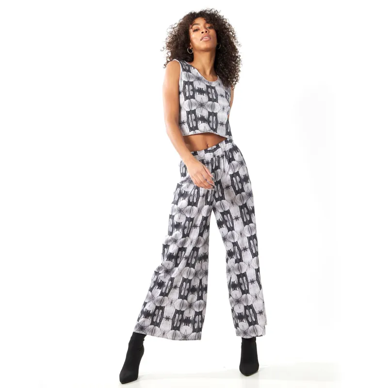 Babs Lightweight Wide Leg Pants - Brooklyn Bridge Print sold by Babs Boutique