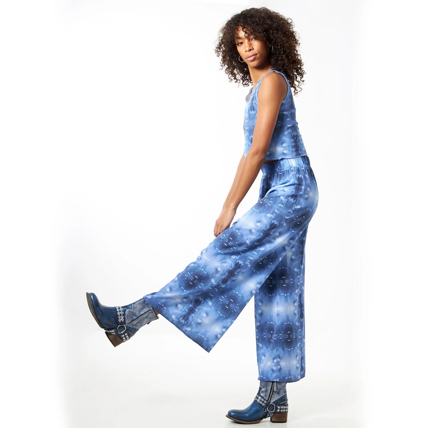 Babs Lightweight Wide Leg Pants - Blue Cloud Print sold by Babs Boutique product image thumbnail 3