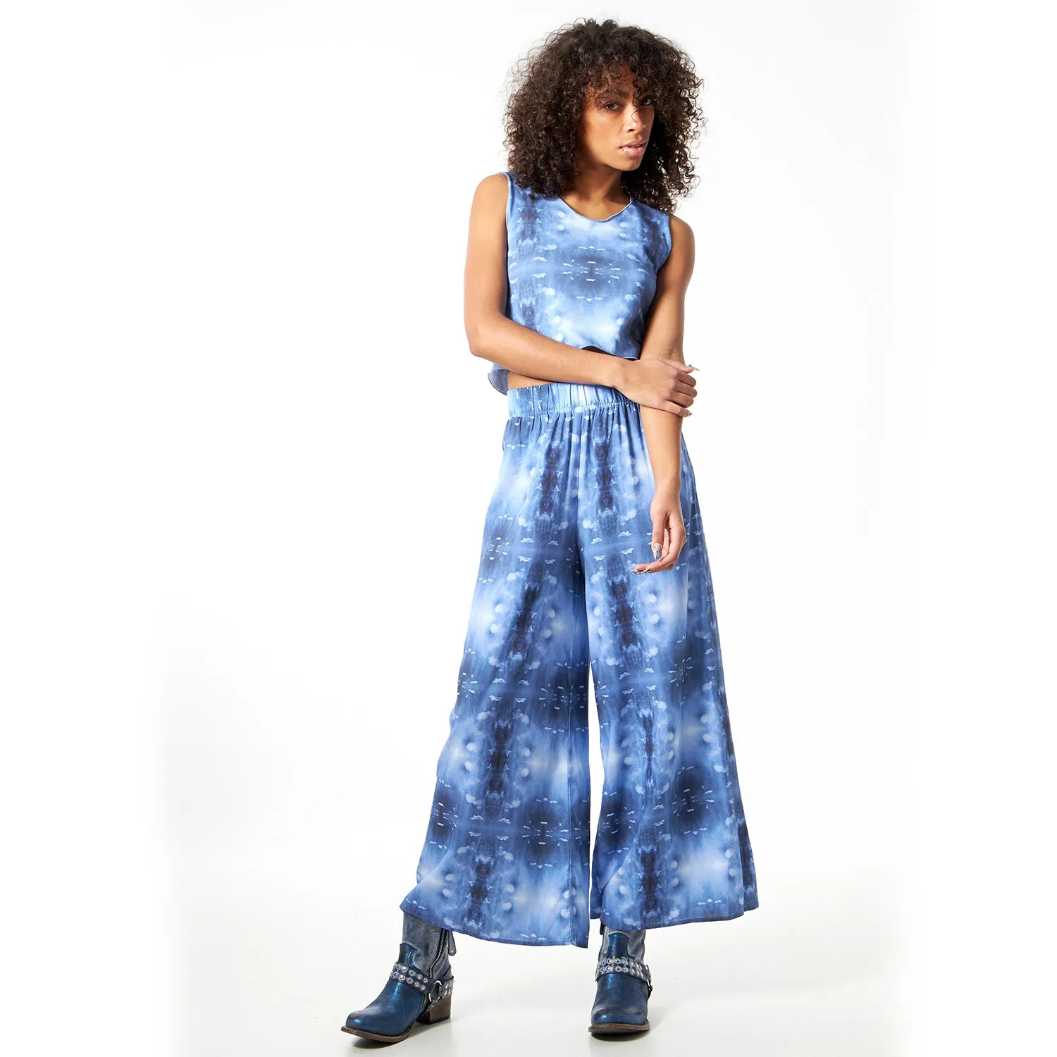 Babs Lightweight Wide Leg Pants - Blue Cloud Print sold by Babs Boutique product image thumbnail 2