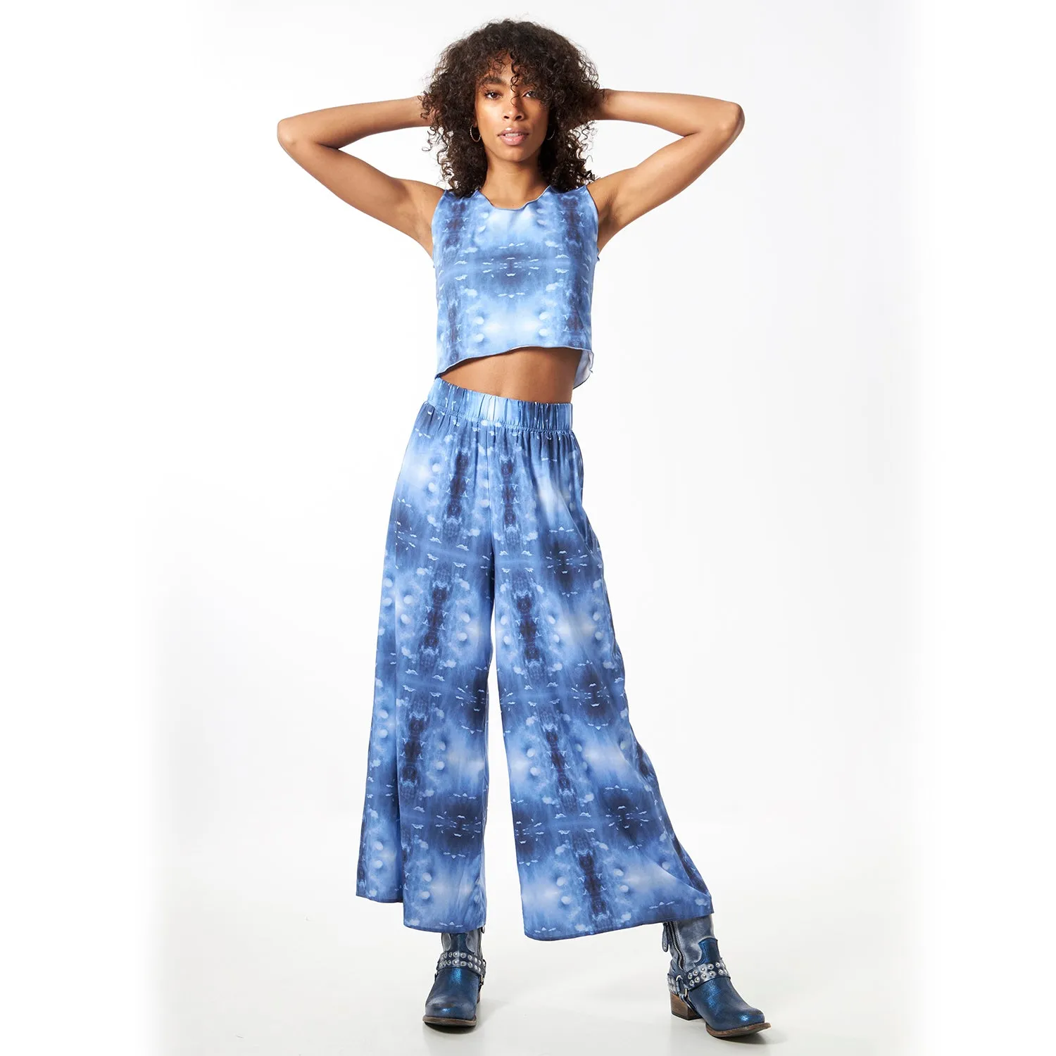 Babs Lightweight Wide Leg Pants - Blue Cloud Print sold by Babs Boutique product image thumbnail 4