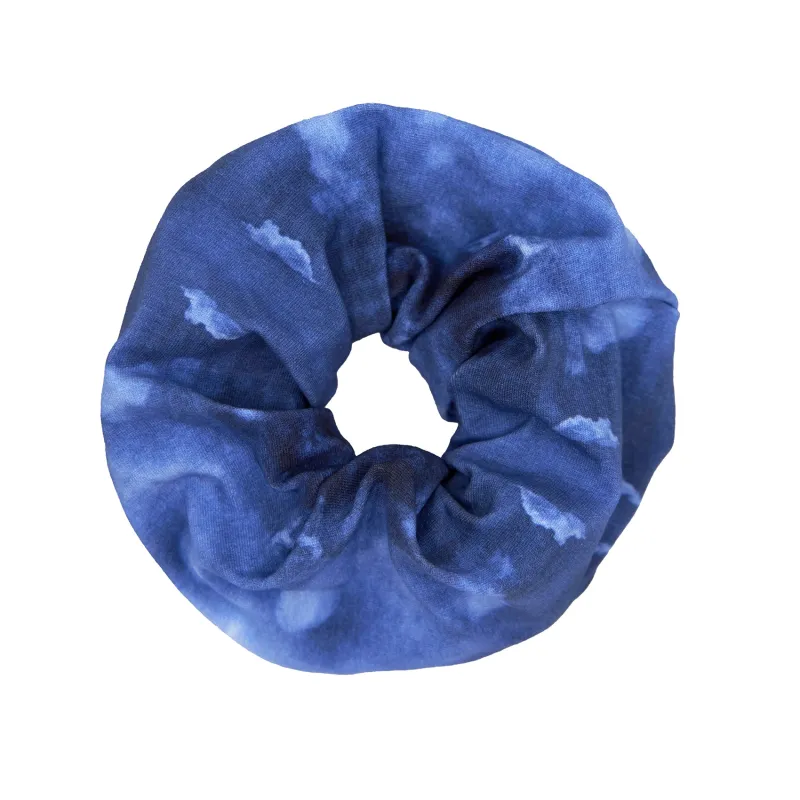 Babs Eco-chic scrunchies - Blue Sky Print, Cotton Spandex, Medium 5" sold by Babs Boutique
