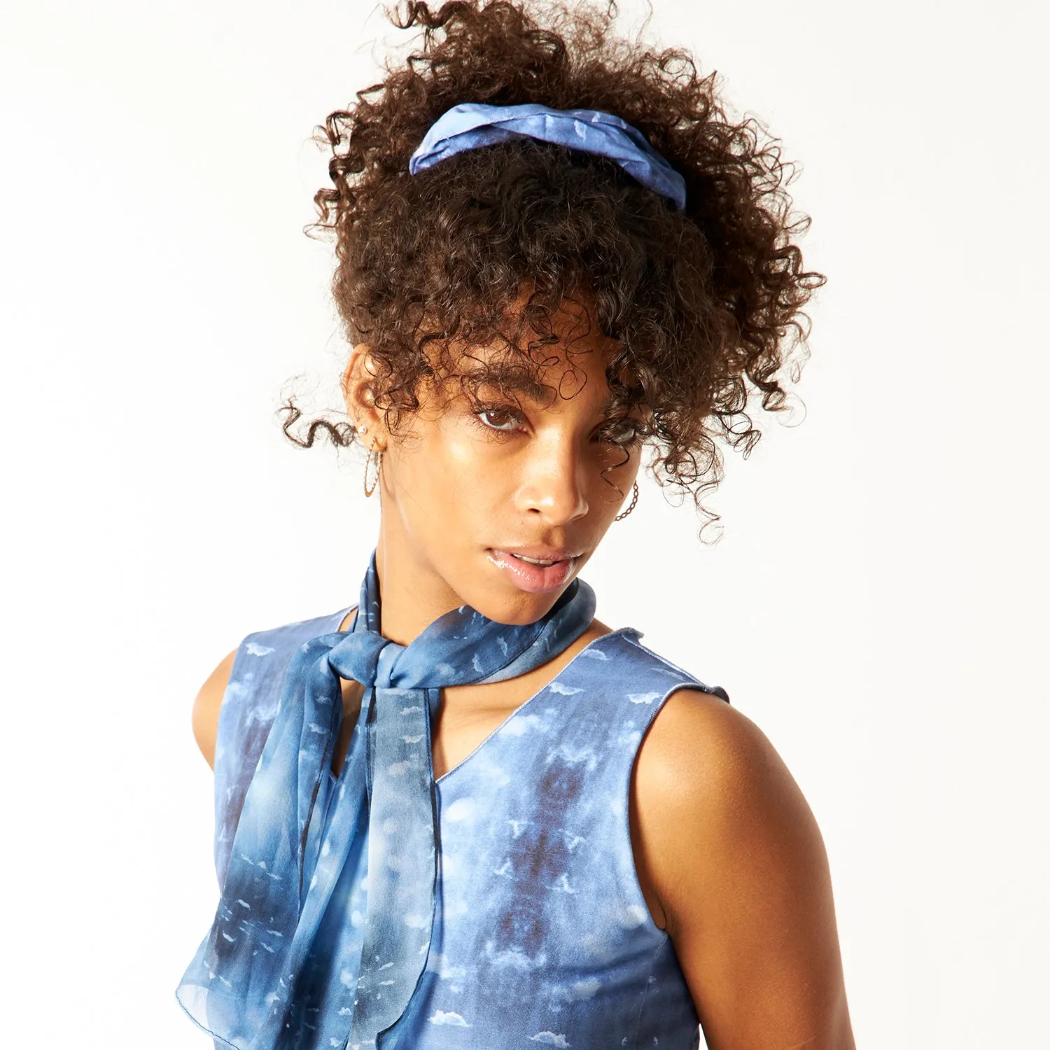 Babs Eco-chic scrunchies - Blue Sky Print, Cotton Spandex, Medium 5" sold by Babs Boutique product image thumbnail 3