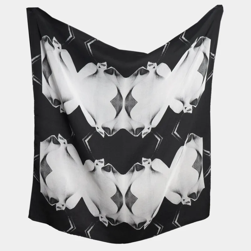 Silk 26 Inch Square Scarf - Gaudi - Black and White sold by Babs Boutique