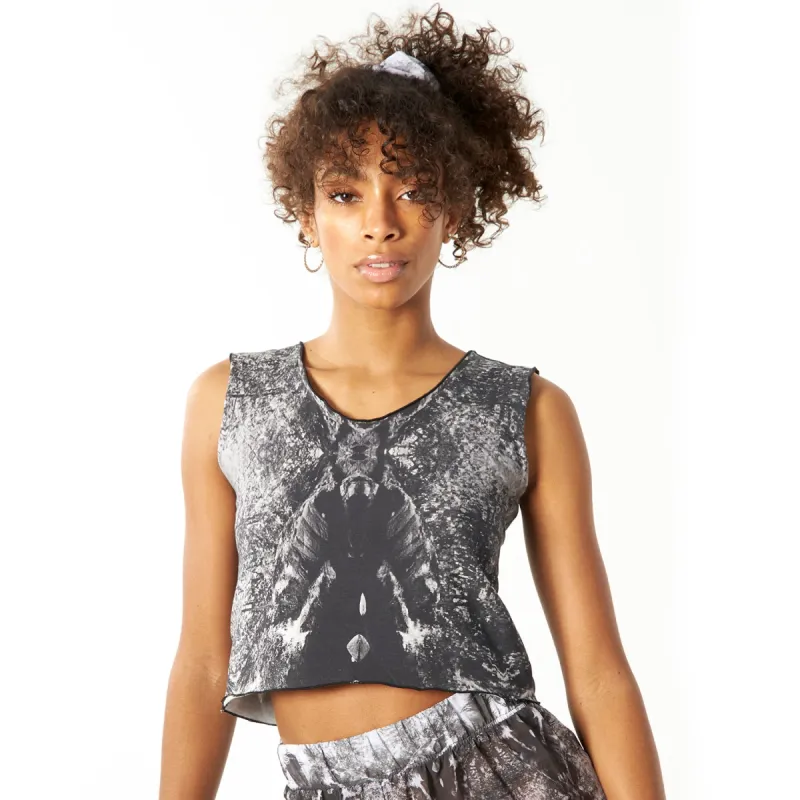 Babs Sleeveless Stretchy Crop Top - Nature Print sold by Babs Boutique