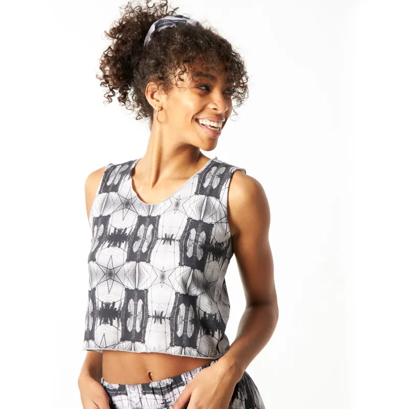 Babs Sleeveless Stretchy Crop Top - Brooklyn Bridge Print sold by Babs Boutique