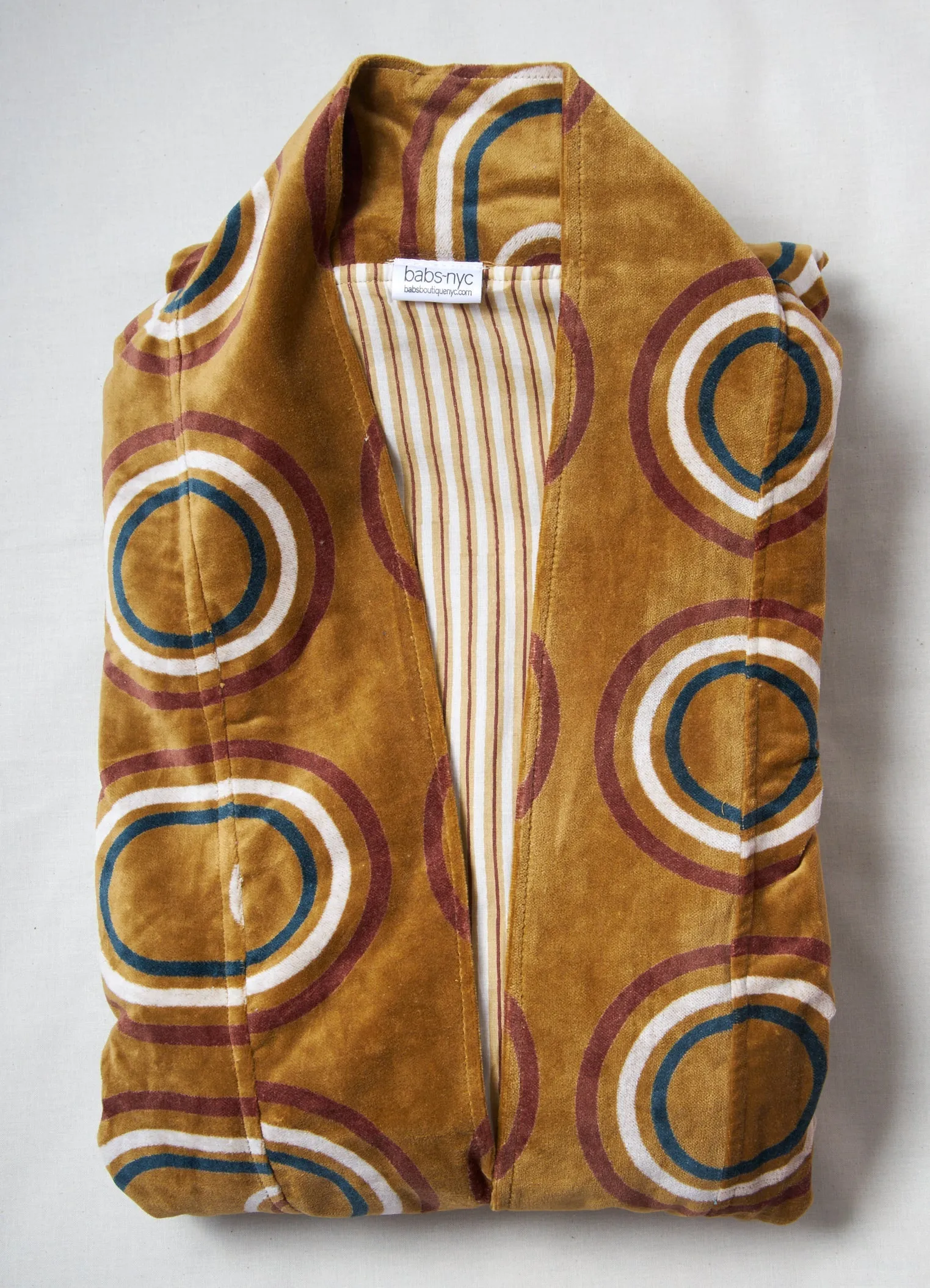 Babs Lush Velvet Robe - Golden Retro Block Print sold by Babs Boutique product image thumbnail 3