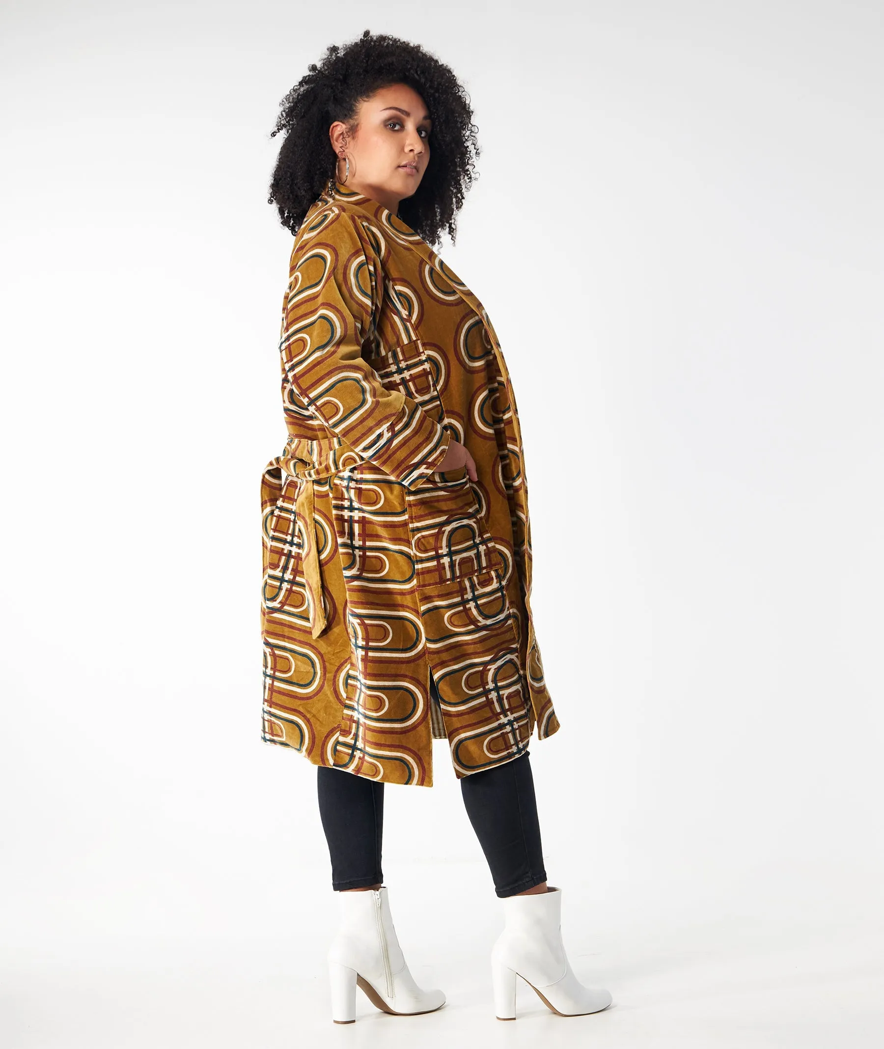 Babs Lush Velvet Robe - Golden Retro Block Print sold by Babs Boutique product image thumbnail 4