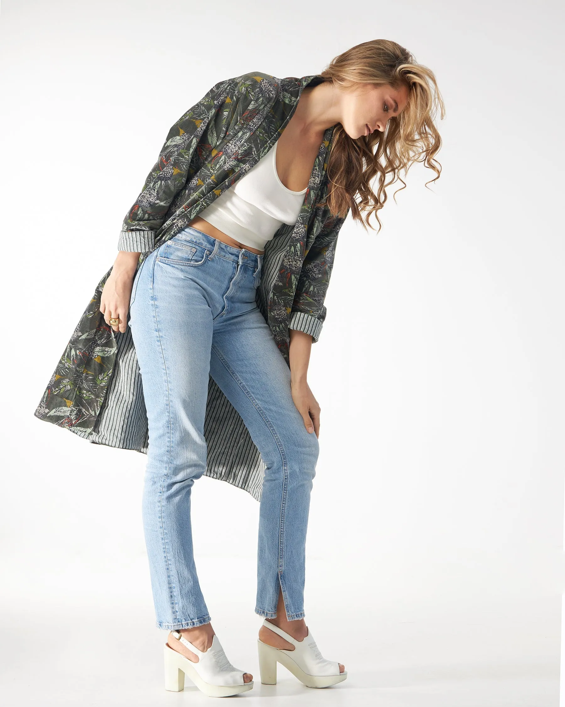 Babs Lush Velvet Robe - Evergreen Block Print sold by Babs Boutique product image thumbnail 3