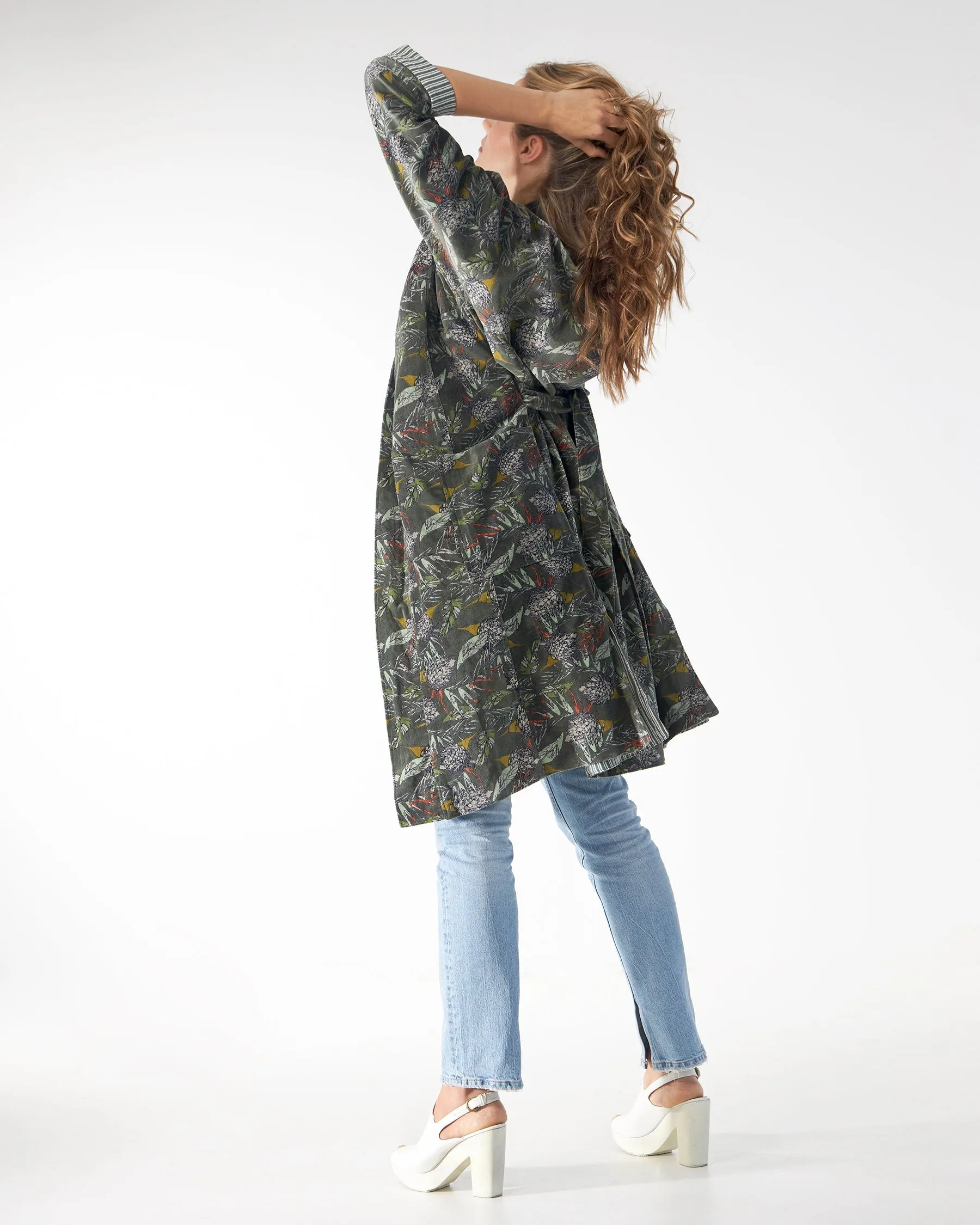 Babs Lush Velvet Robe - Evergreen Block Print sold by Babs Boutique product image thumbnail 4