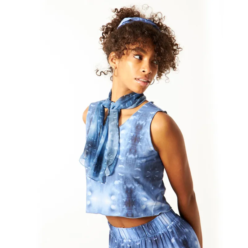 Silk Scarf - Blue Sky Print - Rectangle sold by Babs Boutique