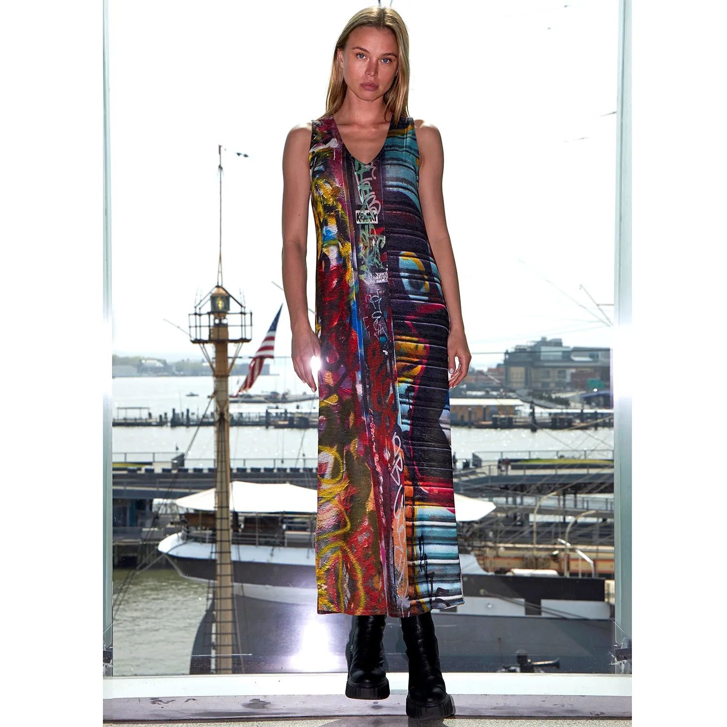 Babs Graffiti Print Loose Kit Stretch Maxi Dress sold by Babs Boutique product image thumbnail 4